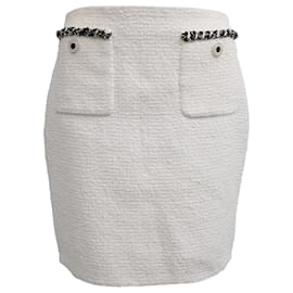Mini falda lápiz de tweed Chanel en algodón blanco