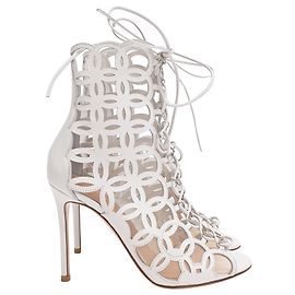 Sandali con tacco Gianvito Rossi Cutout Lace-Up in pelle bianca