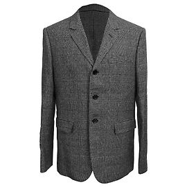 Céline  Celine Single-Breasted Plaid Tweed Blazer in Grey Wool