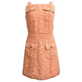 Chanel Mini-Kleid aus Tweed mit Taschenakzenten, Orange, Polyester