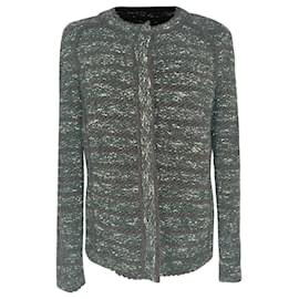 Isabel Marant Étoile Tweed-Besatz Zip-Jacke aus schwarzer Wolle