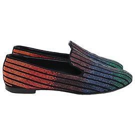 Mocassini Giuseppe Zanotti con decorazioni in cristalli in scamosciato multicolore