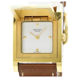 Montre pour femme HERMES Medor en cuir plaqué or à quartz - Hermès