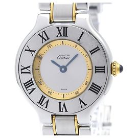 Cartier Must 21 Damenuhr aus vergoldetem Stahl mit Quarzwerk