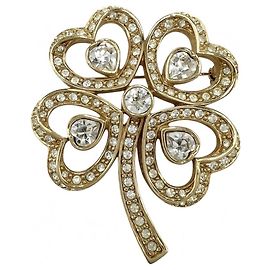 Spilla Trifoglio in Oro e Strass Christian Dior