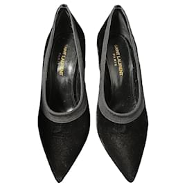 Saint Laurent Décolleté a punta in velluto nero