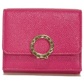 Bulgari Cartera de cuero rosa plegable Bvlgari