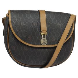 Christian Dior Vintage Honeycomb Flap Lona e Couro