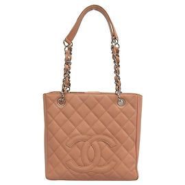 Borsa Tote Chanel in pelle di vitello granulata rosa salmone