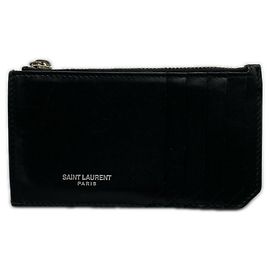 Yves Saint Laurent Münzbeutel aus schwarzem Kalbsleder