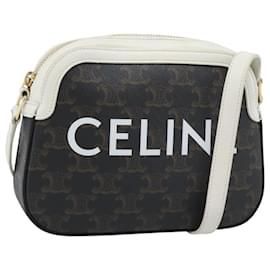 Borsa a Spalla CELINE Triomphe in Pelle Nera e Oro Auth ka5013A - Céline