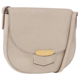 Céline CELINE Schultertasche aus Leder weiß gold authentisch 189953