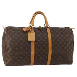 LOUIS VUITTON Monogram Keepall 55 Boston Bag M41424 LV Auth 188403V