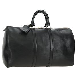 LOUIS VUITTON Epi Keepall 50 Boston Bag Noir M42962 LV Auth 188969V
