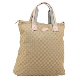 GUCCI GG Canvas Sherry Line Tote Bag Beige 131233 Auth ka4996A