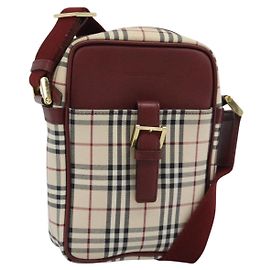Borsa a Spalla BURBERRY Nova Check in Tela Beige Gold Auth 190290A