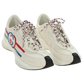 GUCCI Run Sneaker aus Leder Weiß Auth 190306M