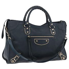 BALENCIAGA Classic Metallic Edge City Leather 2way Green 115748 Auth 189070SM