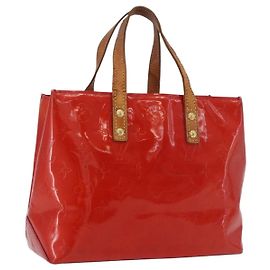 LOUIS VUITTON Monogram Vernis Reade PM Hand Bag Red Rouge M91088 LV Auth BA13792