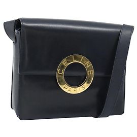 Céline Borsa a Spalla CELINE Circle in Pelle Nera con Dettagli Oro Autentica 189921