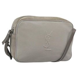 Schultertasche SAINT LAURENT Wildleder Grau Silber 520533 Auth bs35745V