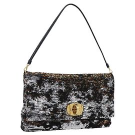 Borsa a Spalla Miu Miu Sequins Nero Oro Auth ka5086M