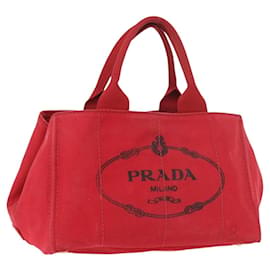Borsa a mano PRADA Canapa MM in tela rossa Auth bs35937