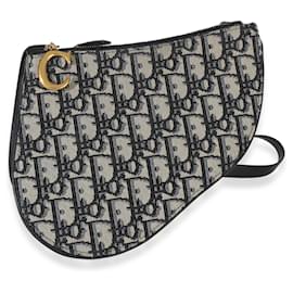 Pochette Triple Saddle en toile Oblique bleu marine Christian Dior