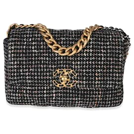 Borsa Chanel 19 Flap Chanel Quilted in Tweed Nero Multicolore Media