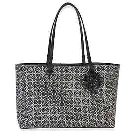 Loewe Navy Black Jacquard Anagram East West Tote
