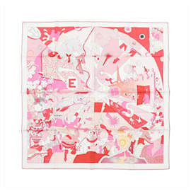 Foulard in seta Hermès Carré 90 "CA DECOIFFE" Rosa