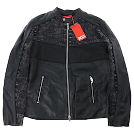 Chaqueta de cuero Diesel L-LEOPOL en negro, Talla 46 IT