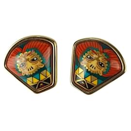 Orecchini a clip in cloisonné multicolore Hermes - Hermès