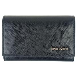 Portachiavi Saffiano Prada in Nero