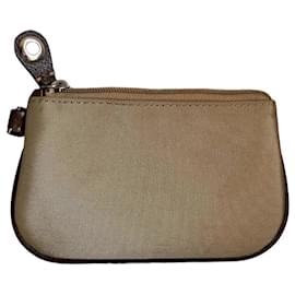 Lancel Pochette in tela beige e pelle marrone
