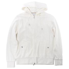 Eleventy Gestreifter Zip-Up Sweatshirt in Weiß, Größe M - Autre Marque