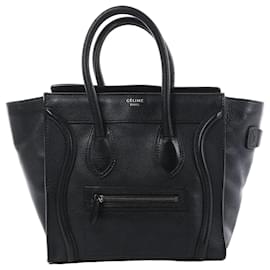 CELINE Luggage Micro Lederhandtasche in Schwarz - Céline