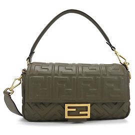 Borsa baguette Fendi 8BR600 in pelle kaki