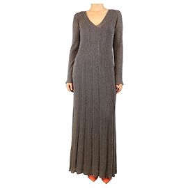 Missoni Abito lungo in lurex grigio a maniche lunghe con sottoveste - taglia UK 16