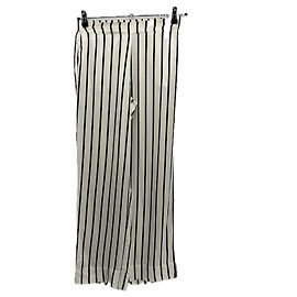 Autre Marque Pantalones de rayas de seda blancos ASCENO XS
