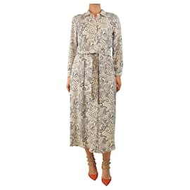 Weekend Max Mara Hemdkleid mit weiß-schwarzem Blumenprint - Größe UK 8