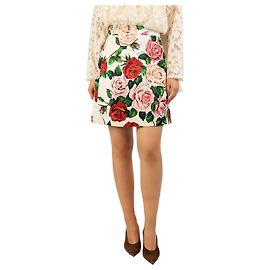 Dolce & Gabbana Gonna a trapezio White rose - taglia UK 10