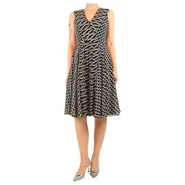Ralph Lauren Robe midi en mousseline de soie à imprimé géométrique noir et blanc - taille UK 8