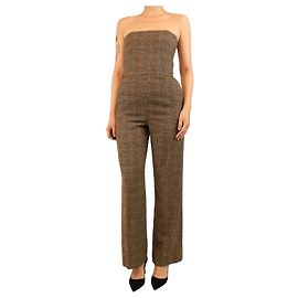 Ralph Lauren Mono palabra de honor de pata de gallo marrón - talla UK 8