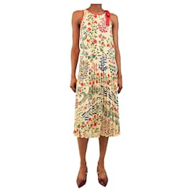 Robe midi sans manches à imprimé floral crème - taille UK 6 - Red Valentino