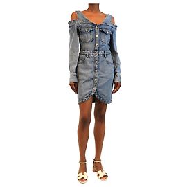 Isabel Marant Mini-Jeanskleid in Blau mit Cold-Shoulder-Ausschnitt - Größe UK 10
