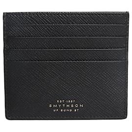 Smythson Porta-cartões grande em couro preto