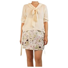 Autre Marque Blusa con lazo al cuello color crema - talla UK 10
