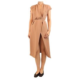 Giorgio Armani Ärmelloses Wickelkleid aus Seide in Dusty Pink - Größe UK 10