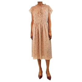 Abito midi in chiffon con stampa floreale rosa senza maniche - taglia UK 8 - Céline
